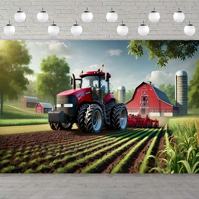 Agriculture Farm House - Busy Farm Photography Backdrop Fresh Sunrise